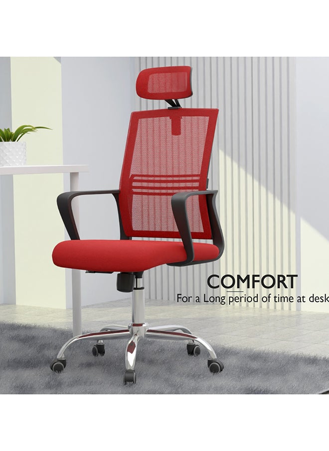 Mahmayi - Mahmayi Sleekline 690033 Task Chair Red Mesh with Headrest - Image 1