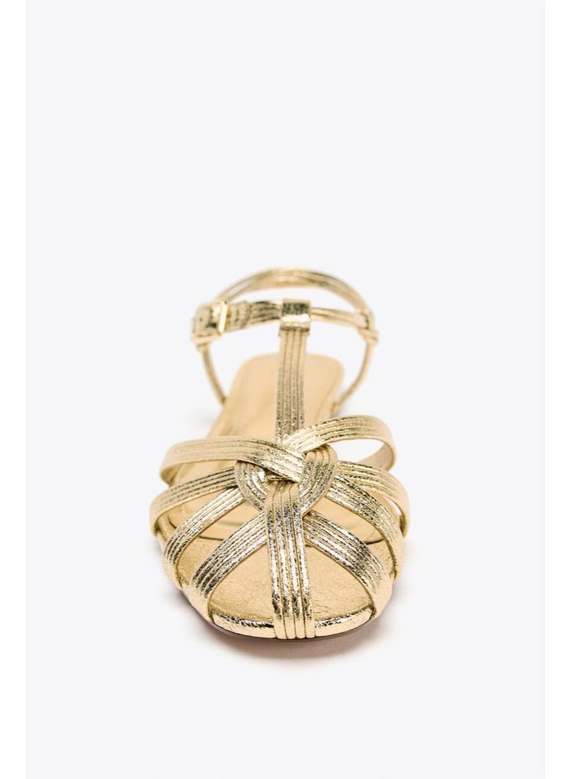 زارا صندل مسطح بحزام مزدوج ومشبك - Image 3