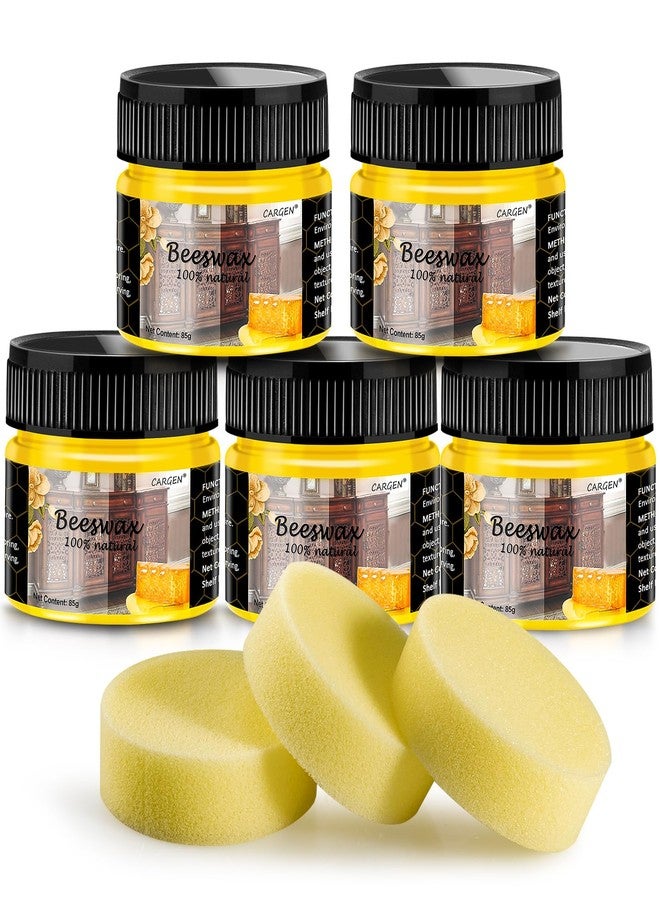 CARGEN Beeswax Furniture Polish, Wood Seasoning Beeswax for Furniture Wood Wax for Dining Table Floor Doors Chairs Cabinets to Protect and Care 5pcs Beeswax Polish and 3pcs Sponges - Image 1