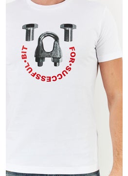DIESEL Men Crew Neck Short Sleeve Printed T-Shirts, White  - Image 4