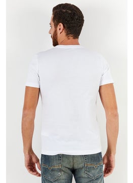 DIESEL Men Crew Neck Short Sleeve Printed T-Shirts, White  - Image 3