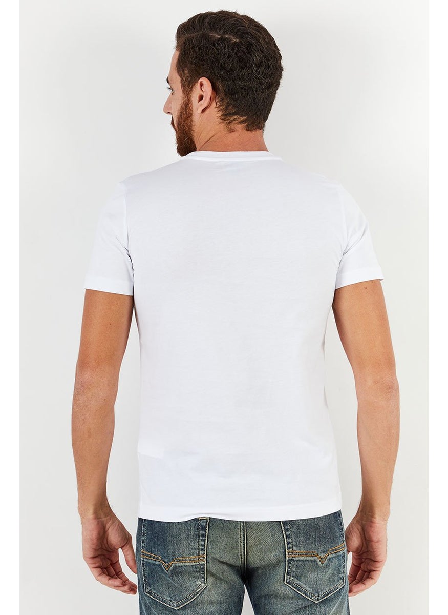 DIESEL Men Crew Neck Short Sleeve Printed T-Shirts, White  - Image 3