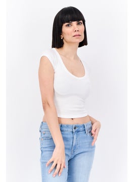 Women Scoop Neck Short Sleeve Solid Top, White - pzsku/Z8995D04CA3FF536F163DZ/45/_/1737642570/9a762e83-ca8c-4b4f-9869-d4e5bd9d34a4