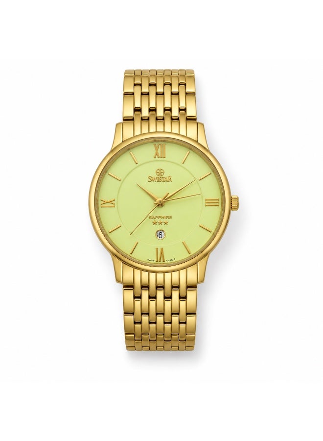 Swistar Men sleek premium stainless steel sapphire crystal watch