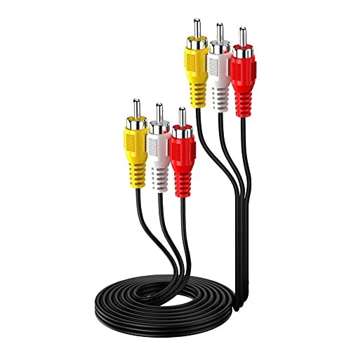 FEDUS 3RCA malE to 3RCA MALE Stereo Audio Video Cable Composite Audio VIDEO Av CABLE Stereo Audio ViD Eo CaBle Gold Plated 3 to 3 RCA MA le Audio Plug VidEOs for DVD VCD TV Amplifier Projector,1.5m - Image 1