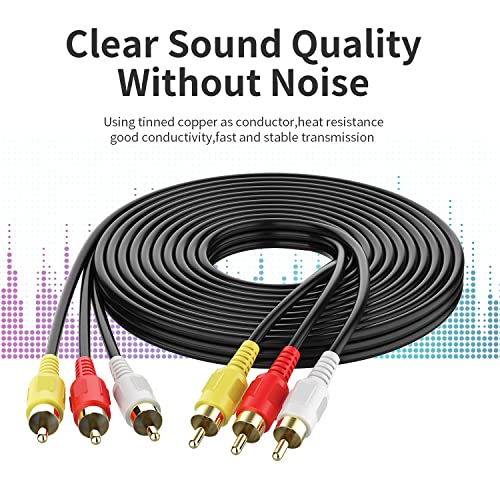 FEDUS 3RCA malE to 3RCA MALE Stereo Audio Video Cable Composite Audio VIDEO Av CABLE Stereo Audio ViD Eo CaBle Gold Plated 3 to 3 RCA MA le Audio Plug VidEOs for DVD VCD TV Amplifier Projector,1.5m - Image 5