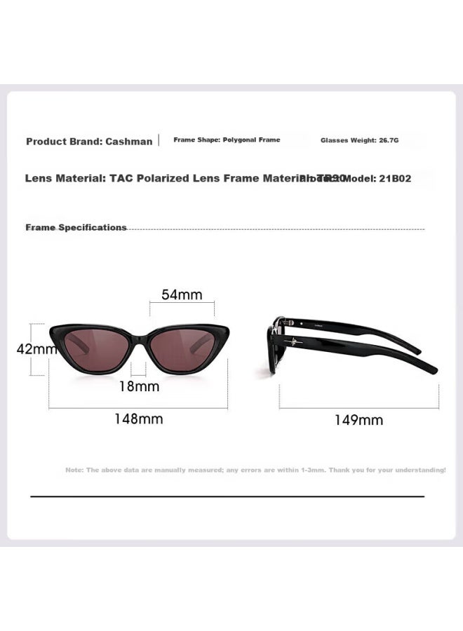 Caxman Gm Cat Eye Sungl For Men And Women, Suitable For Square And Round Faces, Narrow Frame, Uv Protection, Polarized, Slimming Effect, Premium Style Eyewear
