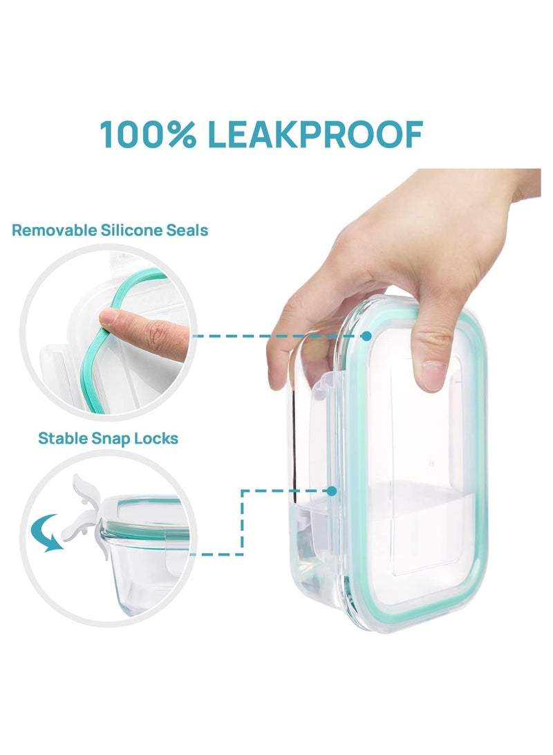 8 Pack Glass Food Storage Containers with Lids, Meal Prep Containers, Airtight Bento Boxes with Leak Proof Locking for Microwave, Freezer and Dishwasher - Image 3