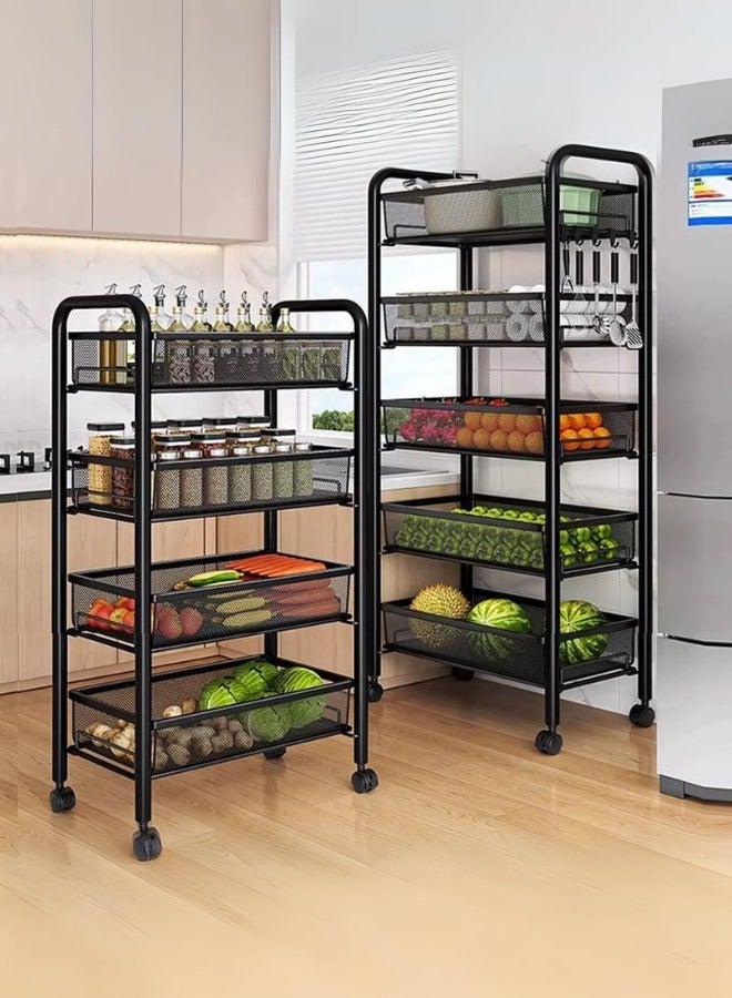 عربة تخزين متعددة الاستخدامات بخمسة مستويات مع عجلات متحركة لتنظيم المطبخ والحمام - Image 1