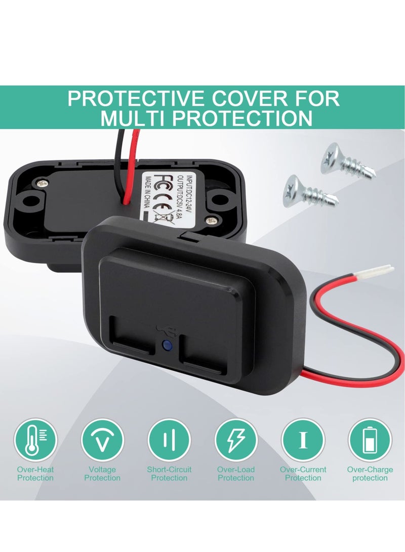 Excefore USB Outlet, RV USB Outlet Car Charger, RV Dual USB Port Female Panel Mount for Cars Bus Boat Automotive Marine ATV Truck Golf Cart - Image 3