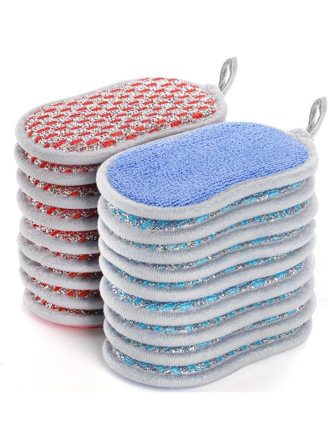 20 PCS Multipurpose Kitchen Scrub Sponges, Non-Scratch Microfiber Sponge Pads with Loop, Reusable Cleaning Scrubber for Dishwasher, Washing Pans - Image 1