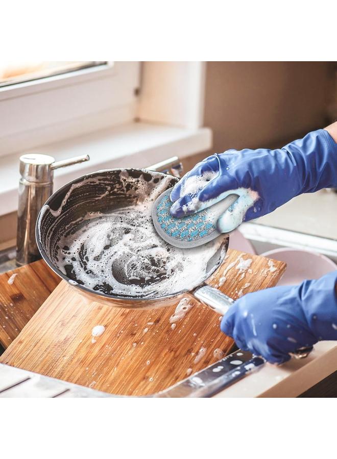 20 PCS Multipurpose Kitchen Scrub Sponges, Non-Scratch Microfiber Sponge Pads with Loop, Reusable Cleaning Scrubber for Dishwasher, Washing Pans - Image 3