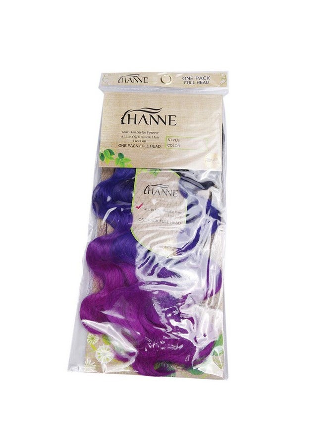 HANNE Ombre Color Hair Synthetic Body Wave Hair 18"20"22" With Closure Heat Resistant Fiber Hair Colorful Synthetic Hair Extensions (Black&Blue&Purple)  - Image 4