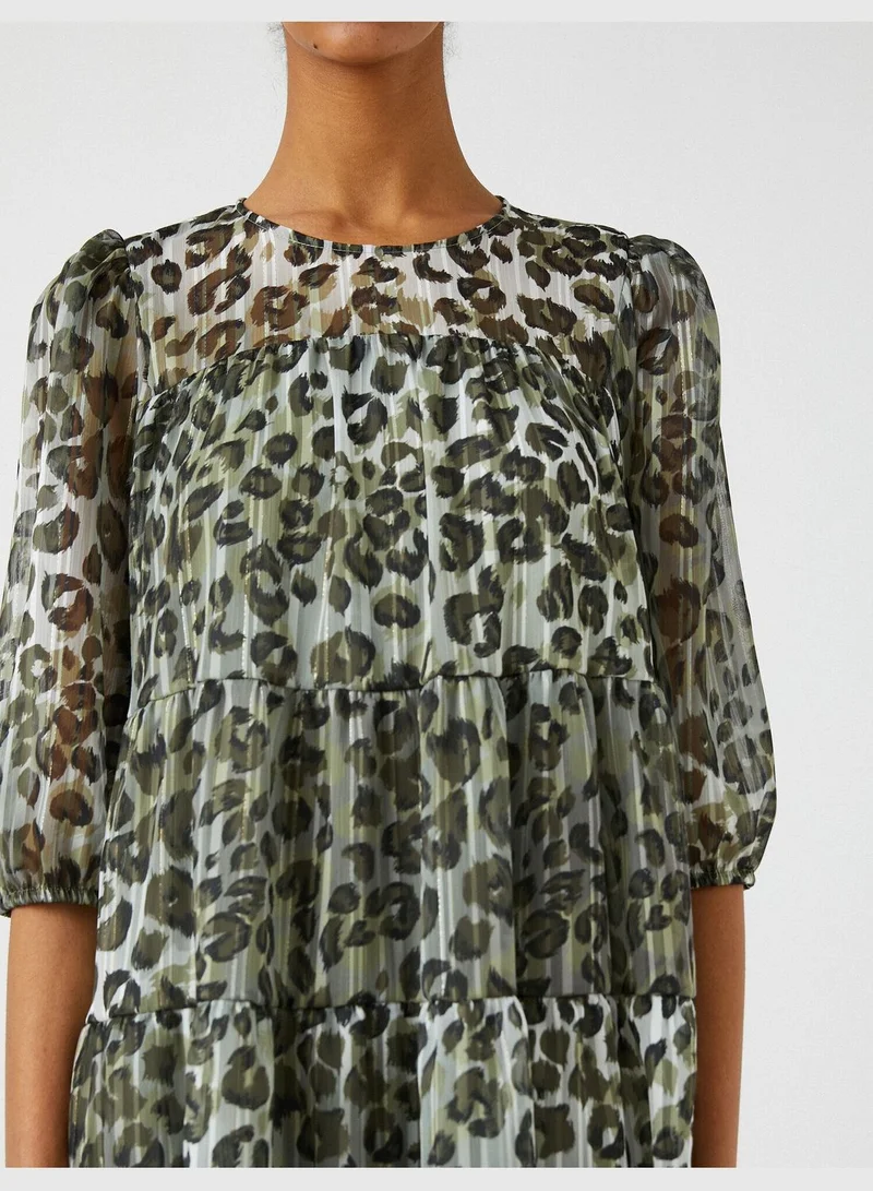 KOTON Leopard Tiered Dress