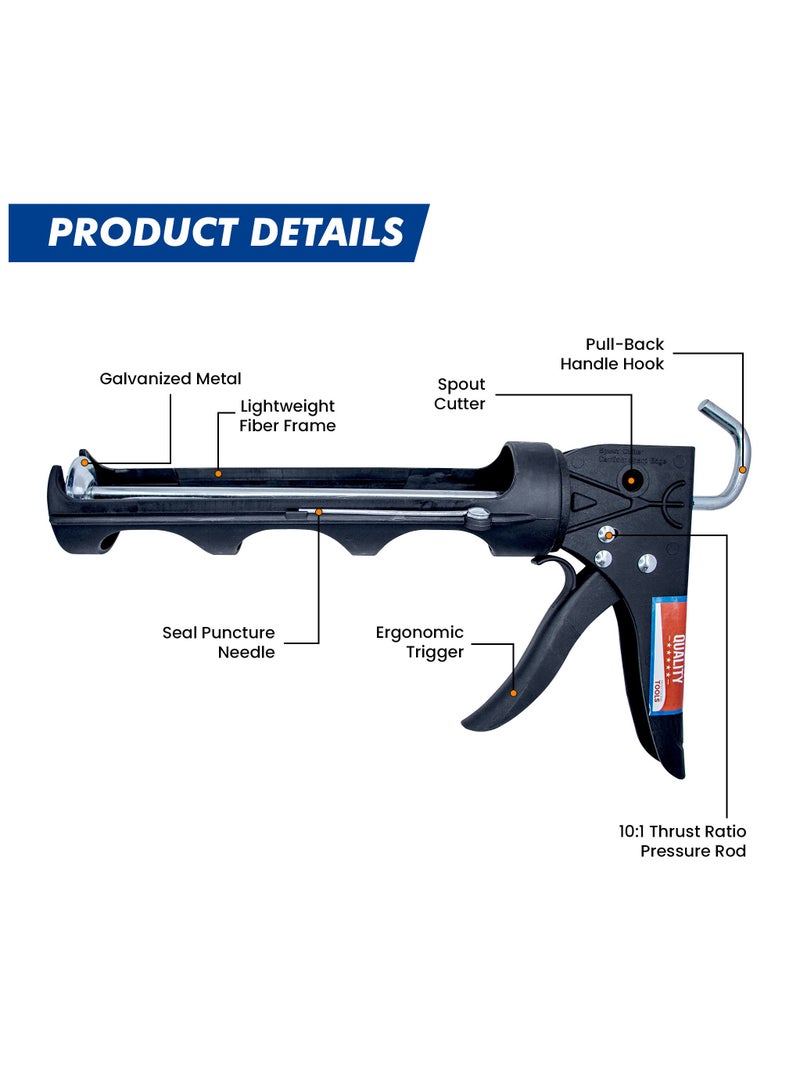 درافل مسدس السد الاحترافي من دورافيل مع زناد مريح، إطار من الألياف خفيف الوزن، معدن مجلفن، قاطع فوهة، أسود - Image 4