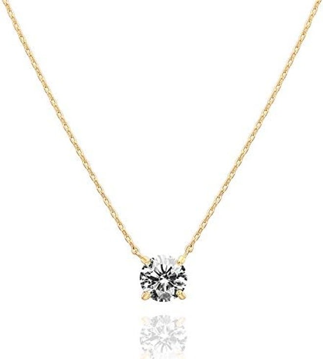 PAVOI 14K Gold Plated Crystal Solitaire Necklace with 1.5 Carat Cubic Zirconia - Image 3
