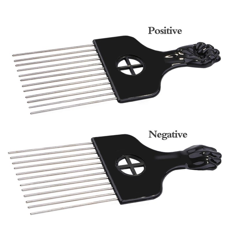 LEADUWAY 6Pcs Afro Picks Metal Hair Combs, Steel Teeth Hair Pick for Curly, Coily, Natural Hair, Detangling, Styling Comb for Men Women (Black) - Image 4