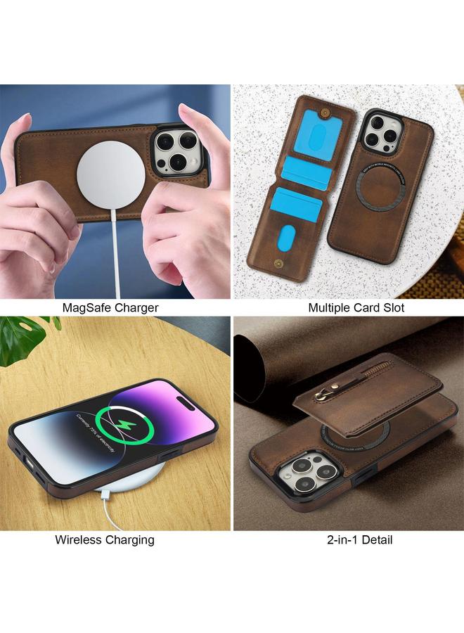 زبون جراب لهاتف iPhone 11 Pro Max مزود بسحاب ومحفظة من الجلد مع غطاء خلفي من MagSafe - Image 4