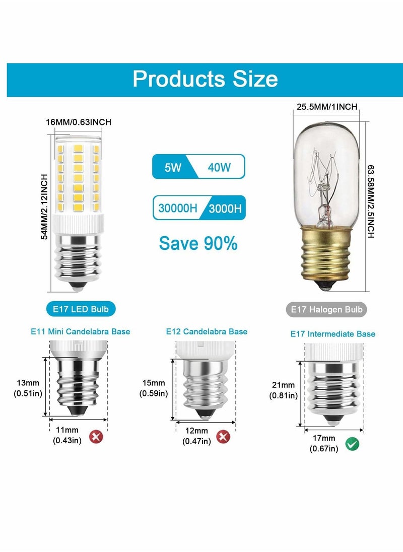 Generic - E17 LED Bulb, Small Screw LED Bulb, Refrigerator Light, Dimmable 5W Microwave Microwave Bulb, Daylight White 6000K, Suitable for Microwave, 2 Pack - Image 1