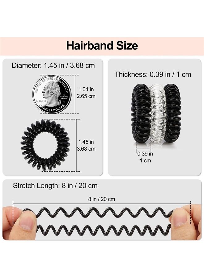 JessLab Spiral Hair Ties, 20 Pcs Traceless Phone Cord Hair Ties No Crease Spiral Bracelet Plastic Coil Ponytail Holders No-Damage Headband Hair Accessory for Girls Women Ladies Gift (Amber)  - Image 3
