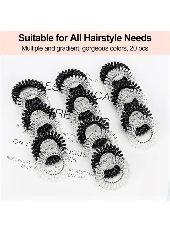 JessLab Spiral Hair Ties, 20 Pcs Traceless Phone Cord Hair Ties No Crease Spiral Bracelet Plastic Coil Ponytail Holders No-Damage Headband Hair Accessory for Girls Women Ladies Gift (Amber)  - Image 2