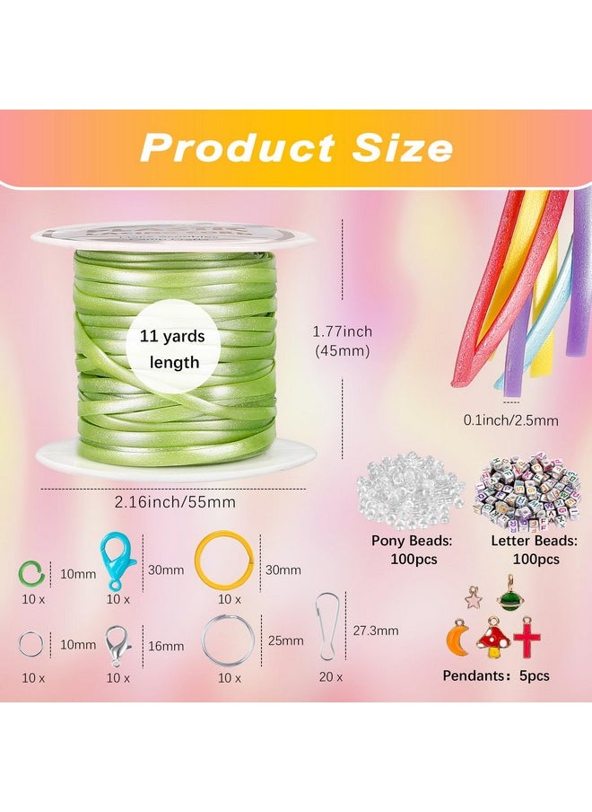 PP OPOUNT Lanyard String, 10 Rolls Pearly-Lustre Color Boondoggle String With Beads And Accessories, Gimp Bracelet Making Kit For Beginners Diy Bracelets, Key Chains And Lanyards, Camp Crafts  - Image 2