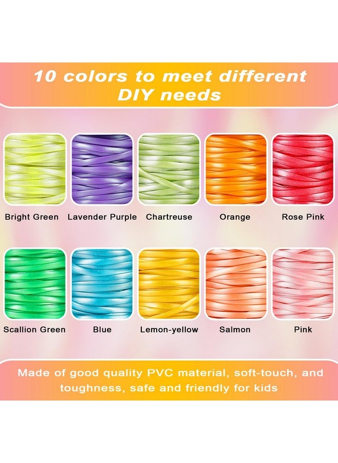 PP OPOUNT Lanyard String, 10 Rolls Pearly-Lustre Color Boondoggle String With Beads And Accessories, Gimp Bracelet Making Kit For Beginners Diy Bracelets, Key Chains And Lanyards, Camp Crafts  - Image 3