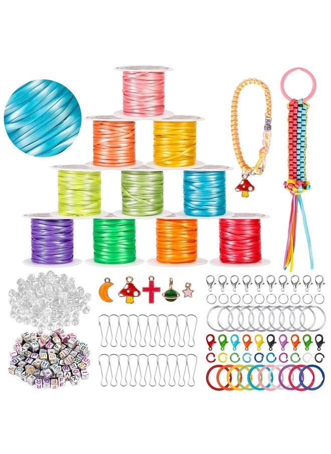 PP OPOUNT Lanyard String, 10 Rolls Pearly-Lustre Color Boondoggle String With Beads And Accessories, Gimp Bracelet Making Kit For Beginners Diy Bracelets, Key Chains And Lanyards, Camp Crafts  - Image 1