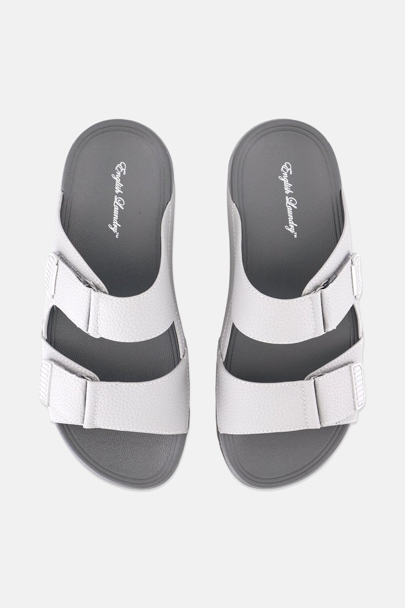 English Laundry Men Two Strap Slip On Arabic Sandals, Grey  - Image 3