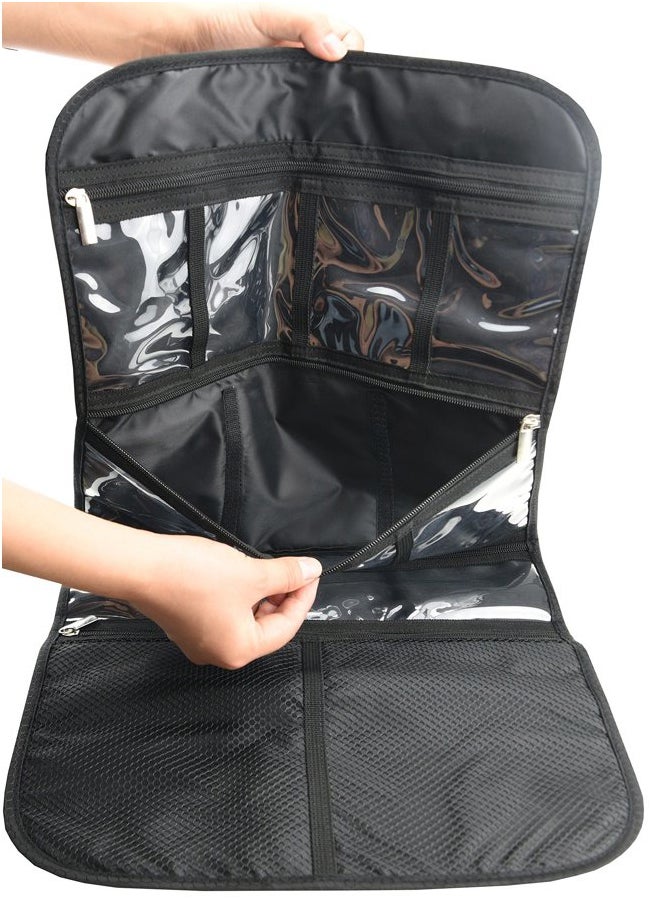 Freegrace - Premium Hanging Toiletry Travel Bag - Cosmetic, Jewelry, Toiletry & Accessory Storage Organizer Bag, Large Size, Various Compartments (Black) - Image 1