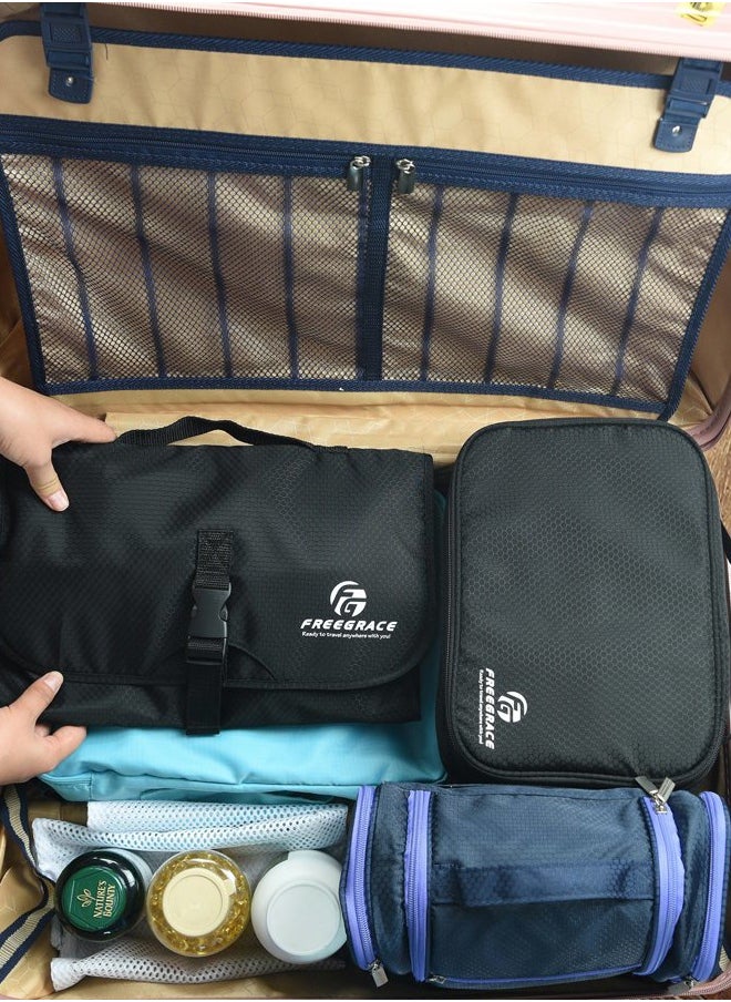 Freegrace - Premium Hanging Toiletry Travel Bag - Cosmetic, Jewelry, Toiletry & Accessory Storage Organizer Bag, Large Size, Various Compartments (Black) - Image 1