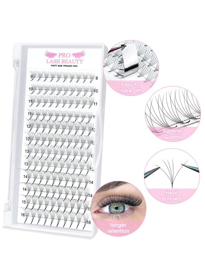 Premade Fans Eyelash Extensions 10Dd0.07916 Premade Volume Lash Extensions Pointed Base Fans 0.07 Premade Volume Fans C D Curl(10Dd0.07,916Mix)