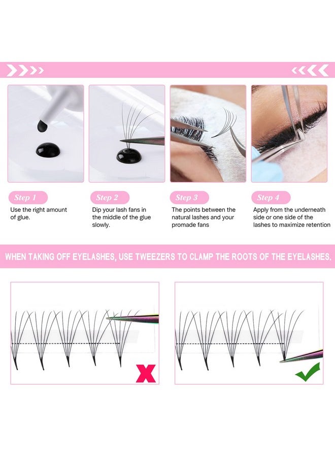 Premade Fans Eyelash Extensions 10Dd0.07916 Premade Volume Lash Extensions Pointed Base Fans 0.07 Premade Volume Fans C D Curl(10Dd0.07,916Mix)