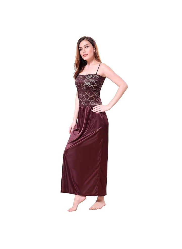 Accessorize Kingdom Women's Satin Solid Maxi Length Nightgown  - Image 2