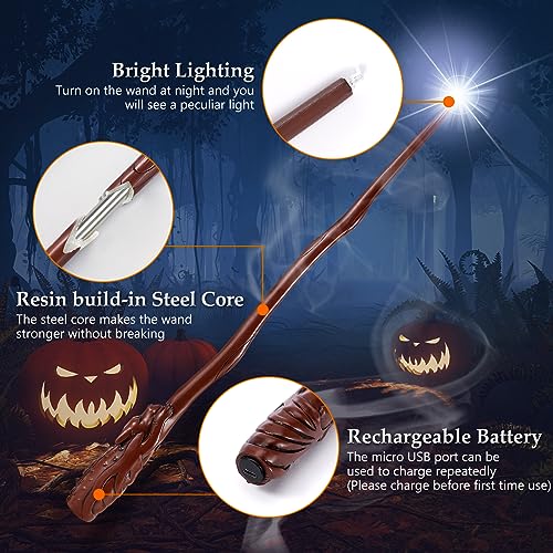 ChampWe Light Up Magic Wizard Wand Rechargeable Illuminating Toy for Kids Witch Collection Cosplay Accessories with Spellbook and Gift Box Dragon - Image 5