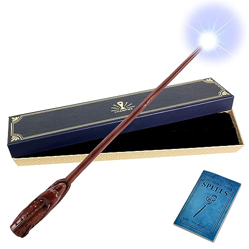 ChampWe Light Up Magic Wizard Wand Rechargeable Illuminating Toy for Kids Witch Collection Cosplay Accessories with Spellbook and Gift Box Dragon - Image 1