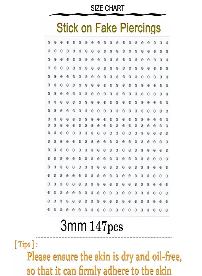 VAMA FASHIONS 147 pcs Silver Gem Stone Sticker Fake Nose Pin Non Piercing Stick on Eyebrow Lip Stud Rhinestones Adhesive DIY Face Jewelry Gems For Women & Girls (3mm Sticker Nose Pin) - Image 3