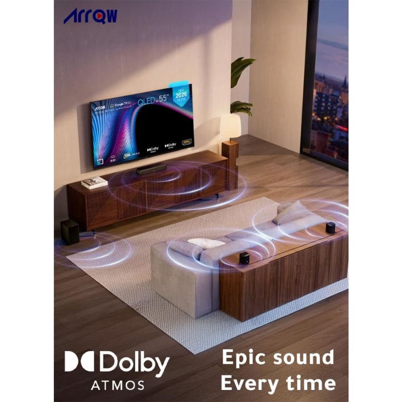 55'' QLED 4K Google TV for living room, black metal frame, 120Hz DLG refresh rate with Dolby Vision Atmos, 3840x2160 resolution and pre-installed Netflix, Prime Video, YouTube - Image 5
