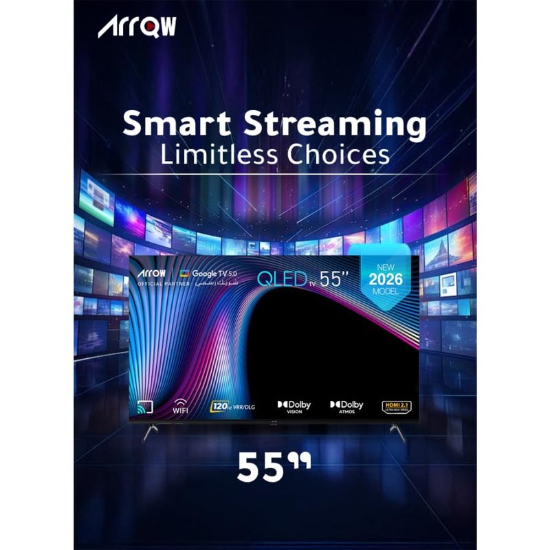 55'' QLED 4K Google TV for living room, black metal frame, 120Hz DLG refresh rate with Dolby Vision Atmos, 3840x2160 resolution and pre-installed Netflix, Prime Video, YouTube - Image 3