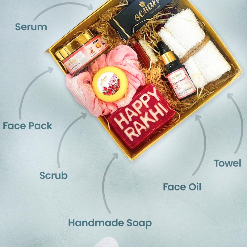 SCIIAN Rakhi Hamper For Brother Rakhi Hamper For Brother and Bhabhi Rakhi Hamper For Sister Kumkumadi Face Pack Beard Oil Kumkumadi Oil Soap Towel Rakhi Soap Rakhi Hamper Box Rakhi Gift Hamper For Brother Rakhi Hamper Box - Image 3