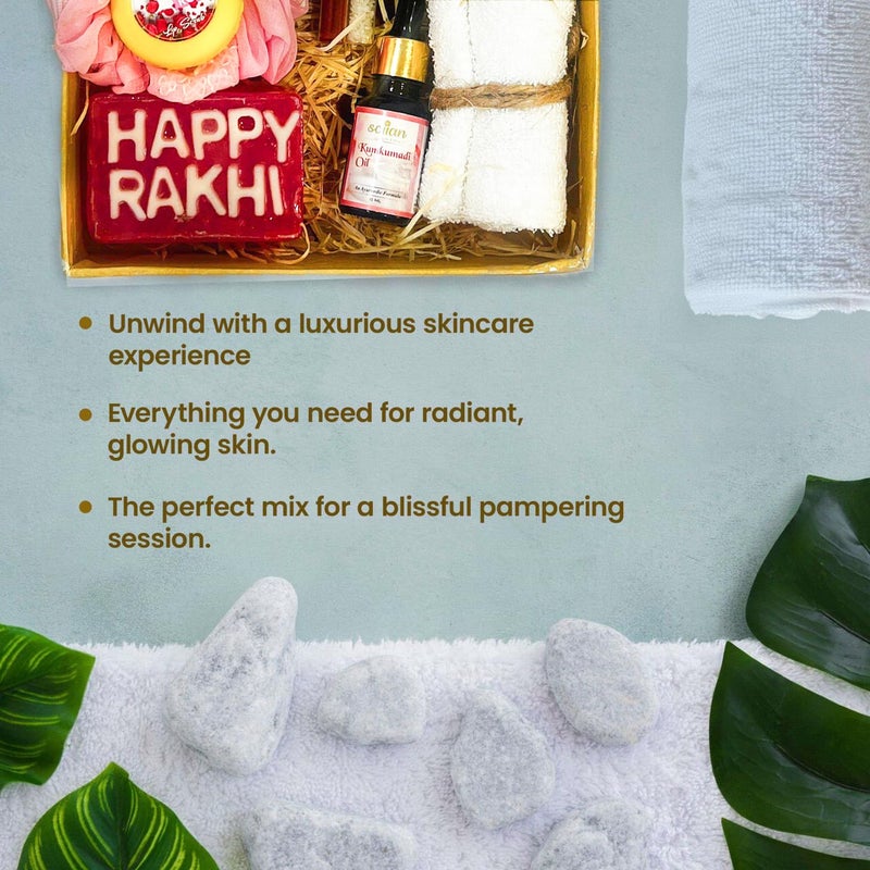 SCIIAN Rakhi Hamper For Brother Rakhi Hamper For Brother and Bhabhi Rakhi Hamper For Sister Kumkumadi Face Pack Beard Oil Kumkumadi Oil Soap Towel Rakhi Soap Rakhi Hamper Box Rakhi Gift Hamper For Brother Rakhi Hamper Box - Image 4