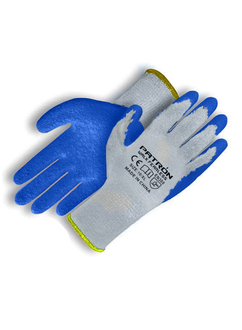 Patron Latex Coated Knitted Gloves For Enhanced Grip and Safety in Every Task | Pack Of 12 Pairs