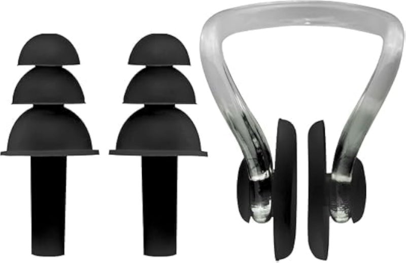 MD Stay Fit Swimming Nose Clips and Ear Plugs Set - Comfortable Silicone Waterproof - Multicolor - Perfect for Adults and Kids