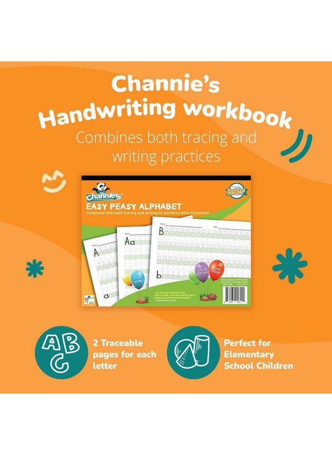 Channie's - Easy Peasy Alphabet Tracing Book For Kids Ages 3-5, Pre K & Kindergarten Writing Workbook For Handwriting & Tracing, Effective Alphabet Practice With Color-Coded Blocks - Image 1