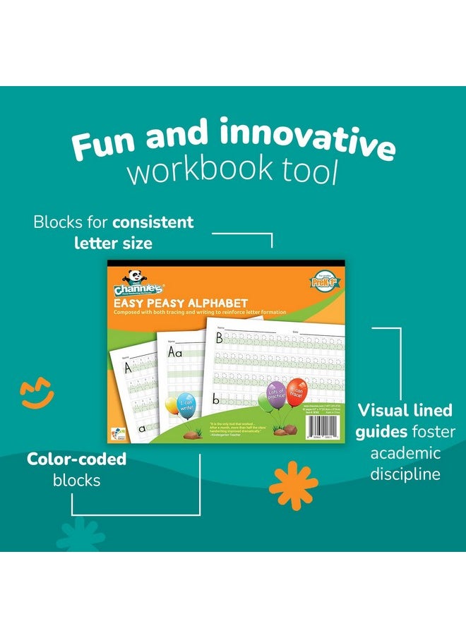 Channie's - Easy Peasy Alphabet Tracing Book For Kids Ages 3-5, Pre K & Kindergarten Writing Workbook For Handwriting & Tracing, Effective Alphabet Practice With Color-Coded Blocks - Image 1