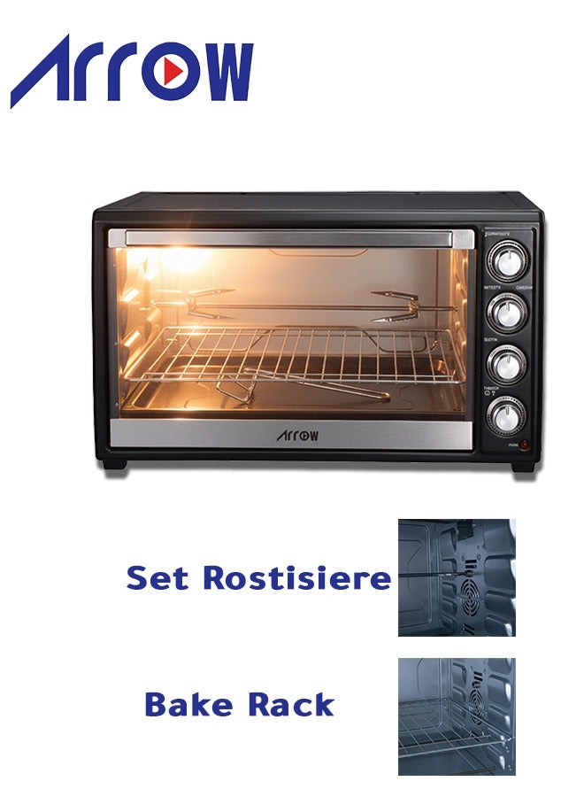 Arrow 60L Electric Oven, 2000W | Rotisserie & Grill Function | Power Indicator Light | 60-Minute Timer with Shut-Off Bell | Stylish Countertop Design | Adjustable Temperature Control | User-Friendly & Safe | Ideal for Baking & Grilling | Model Name: RO-60EOB - Image 2