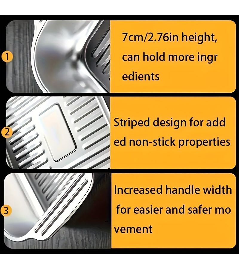 1 Set Stainless Steel Rectangular Baking Pan With Lid For Oven BBQ Grilling Deep Capacity Food Serving Tray For Buffet Catering Grilled Fish Seafood Durable Fast Heating Container Home Kitchen Party Events - Image 4