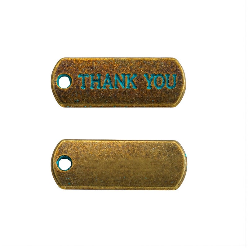 Metal Thank You Charm Pendants Antique Bronze Jewelry Making Craft Supply - Image 1