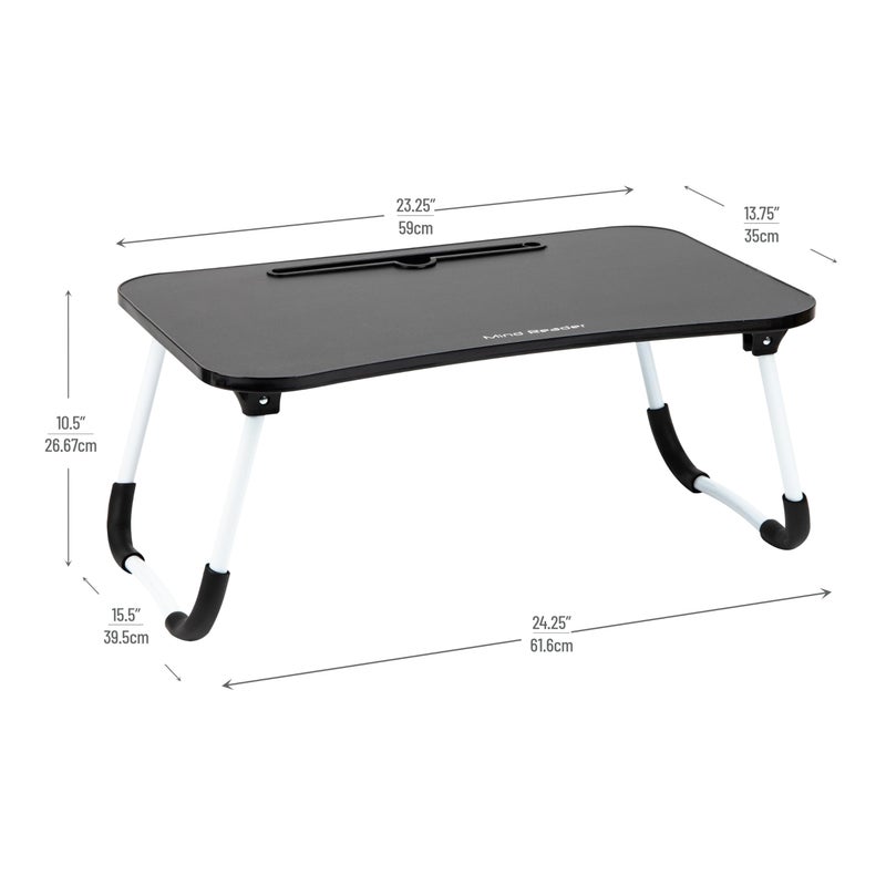 Mind Reader Lap Desk Laptop Stand, Bed Tray, Folding Legs, Couch Table, Portable, MDF, 23.25" L x 13.75" W x 10.5" H, Black - Image 3