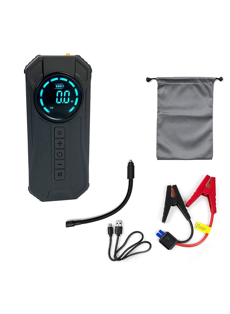 AGD Car Battery Jump Starter (2500 mAh) with built-in Air Compressor (150 PSI), LCD display, LED light, and Fast Charging for Emergency Situations - Image 3